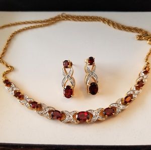 "Love & Kisses" Garnet & Diamond necklace&earrings